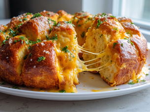 Pan para compartir con costra de pretzel y relleno de cheddar