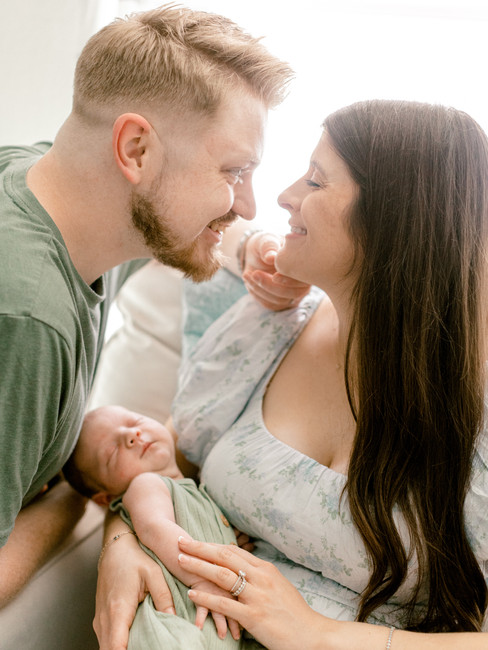 family at home newborn session