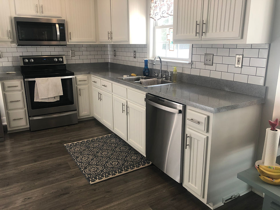 Before and after of a new modern backsplash!