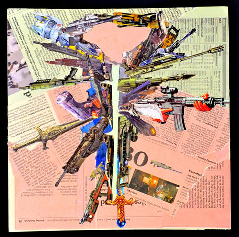 collage collection objects foreground spotlight