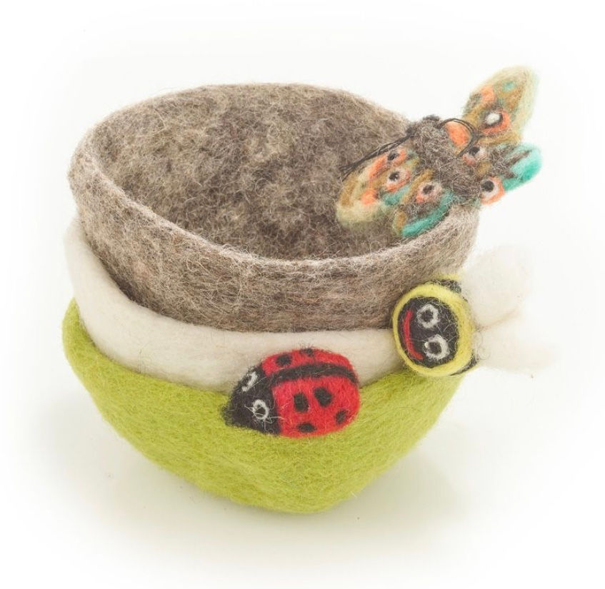 Handmade Felt Garden Bugs Trinket Dish Home Decoration