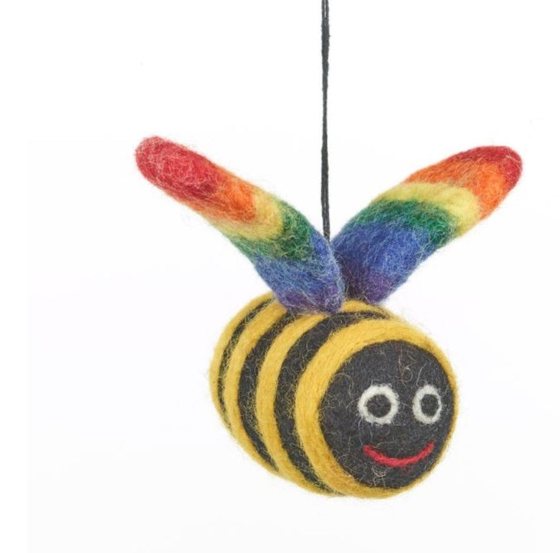 Handmade Felt Rainbow Bumblebee Hanging LGBT Pride Decoration