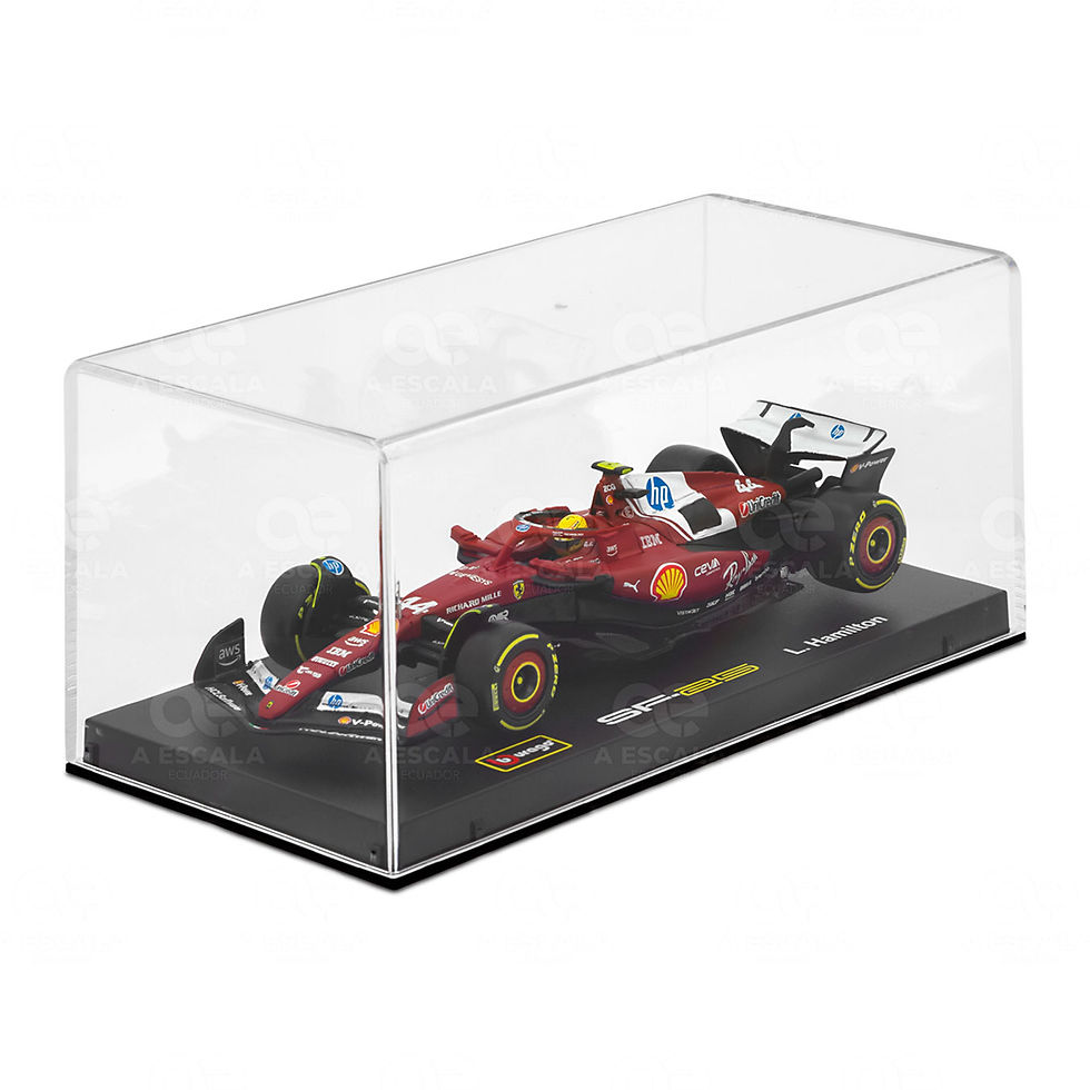 Miniatura: Modelo coleccionable escala 1:43, 2025 Ferrari SF-25 #44 'Lewis Hamilton', dentro de su caja protectora de acrílico
