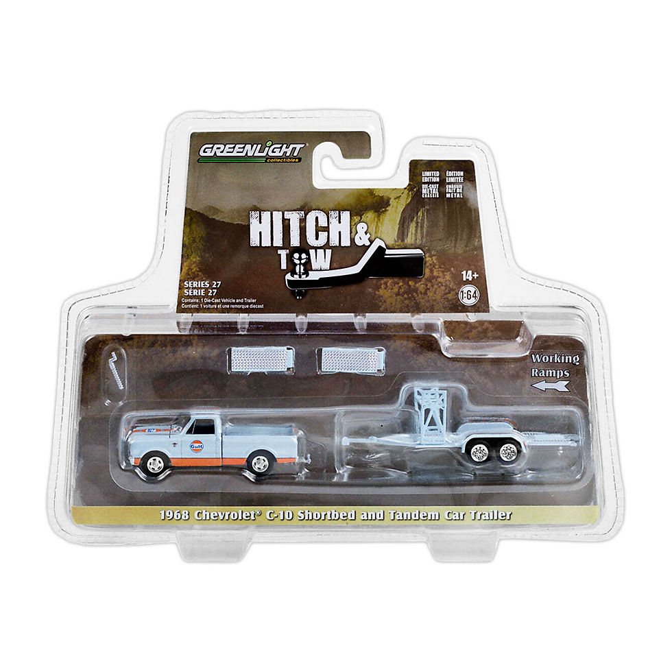 Miniatura: 1968 Chevrolet C-10 Shortbed and Tandem Car Trailer 'Gulf'