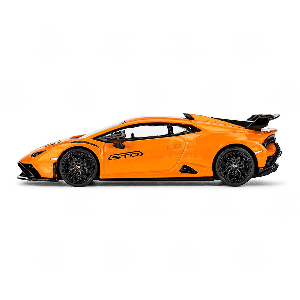Miniatura: Auto a escala 1:64, Lamborghini Huracán STO (arancio borealis), vista lateral