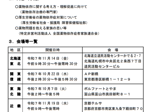厚労省再乱用防止対策講習会
