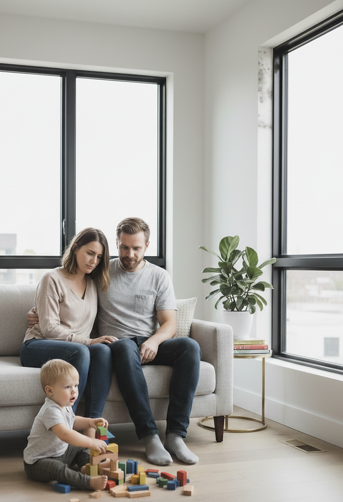 Familie gefährdet im Eigenheim durch Schimmel