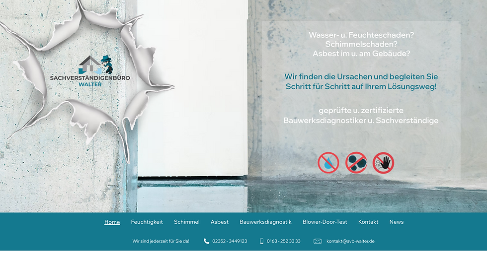 Sachverständigenbüro Walter - Hauptseite mit allen Leistungen