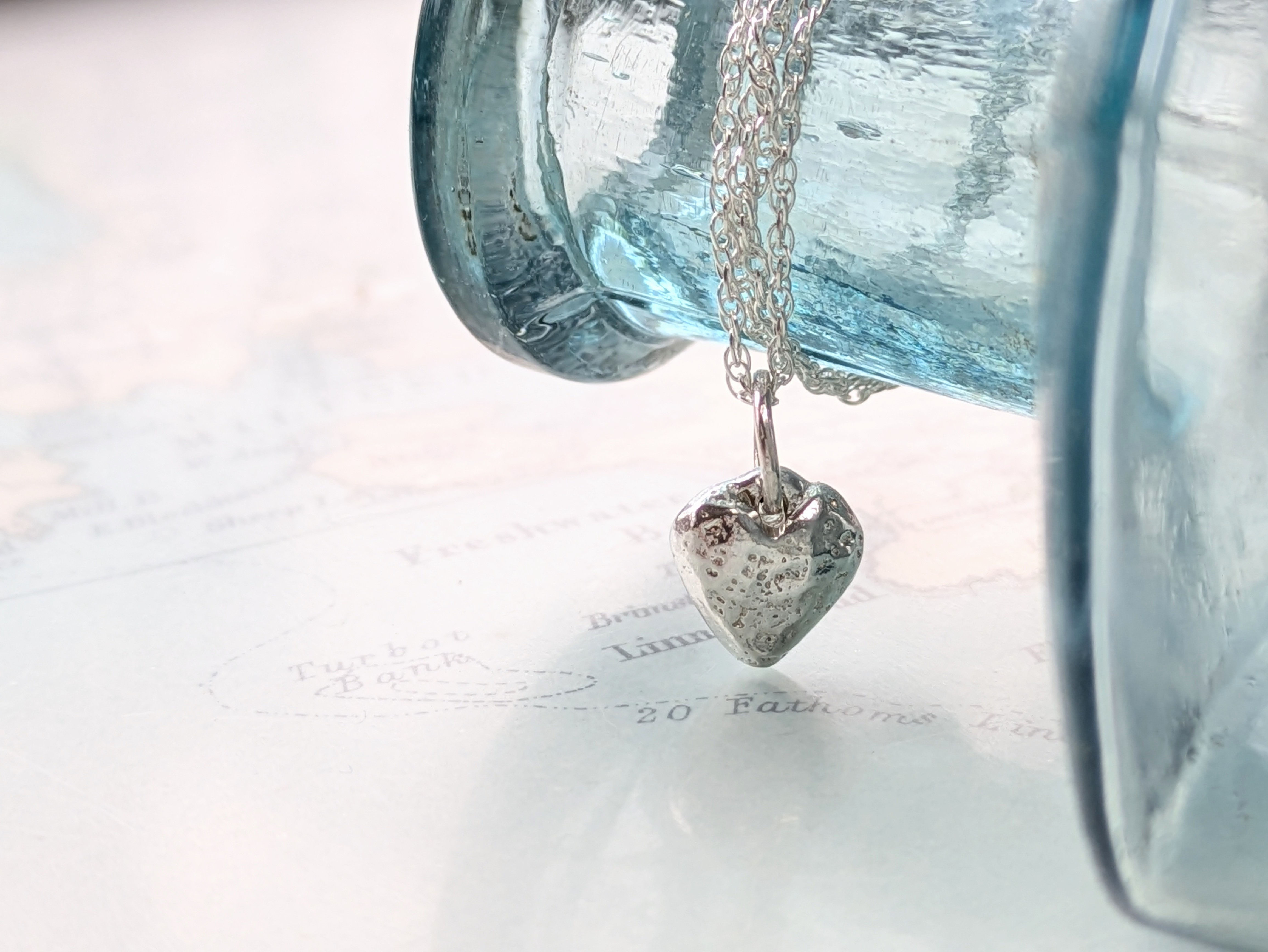 Handmade silver heart necklace - Fresh West Silver - UK artisan jewellery