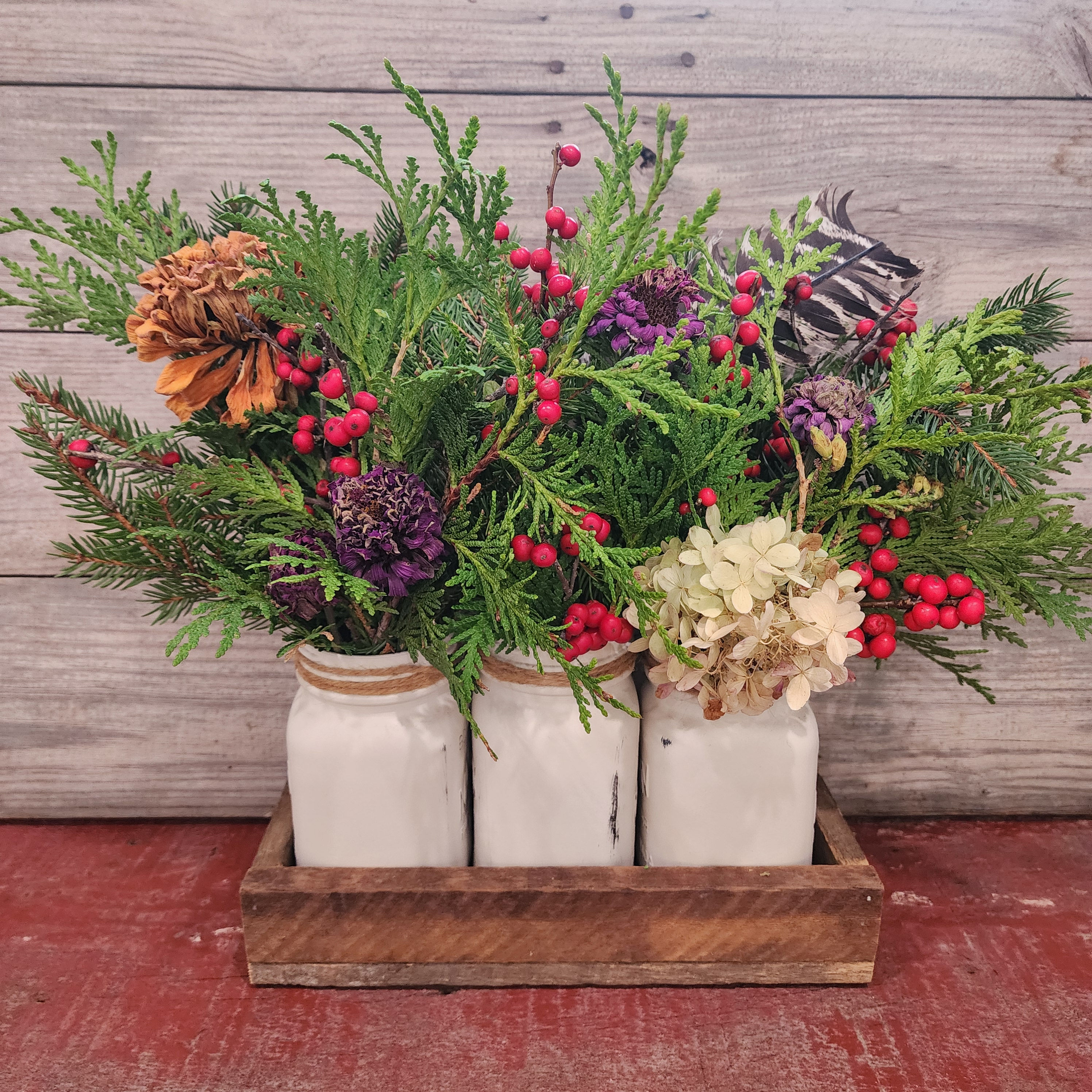 3 Jar Holiday Centerpiece - Winterberry Workshop