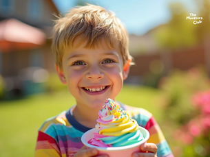 Boy eating ice cream
