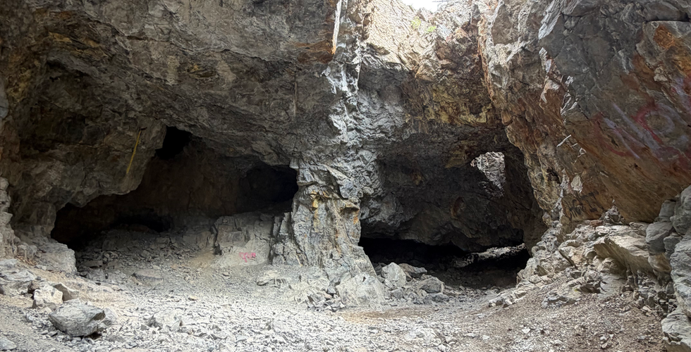 View of light shining through overhead opening at French Mine