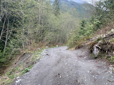 Image of worsening road conditions past second campsite at Foley lake on Chipmunk Caves and Foley Lake overland route.