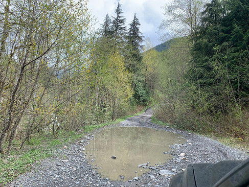 Large puddles enroute to Foley Lake on Chipmunk Caves and Foley Lake overland route.