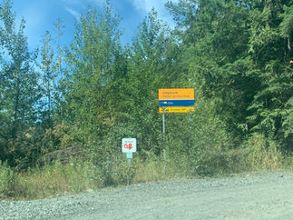 Closeup of Chipmunk FSR sign and Mt Cheam sign.