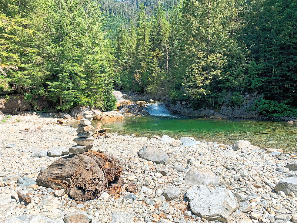 Grotto Falls, mission british columbia. Cairn, waterfall and swimming hole.