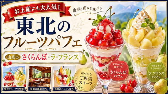 お土産にも大人気!東北のフルーツ(山形のさくらんぼ・ラ・フランス)パフェ特集