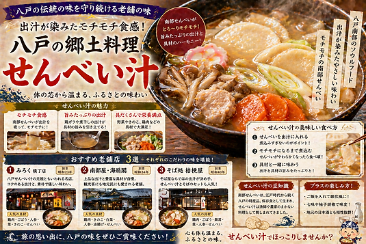 出汁が染みたモチモチ食感!八戸の郷土料理「せんべい汁」のおすすめ老舗店