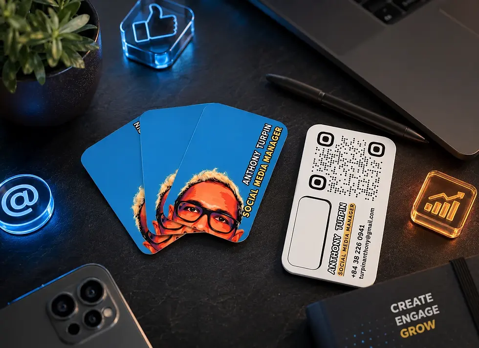 Business card for Anthony Turbin, Social Media Manager