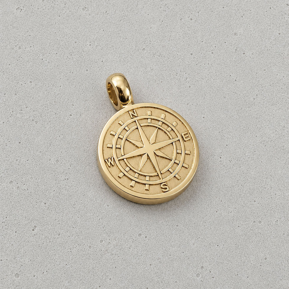 9ct Gold Compass Engraved Pendant
