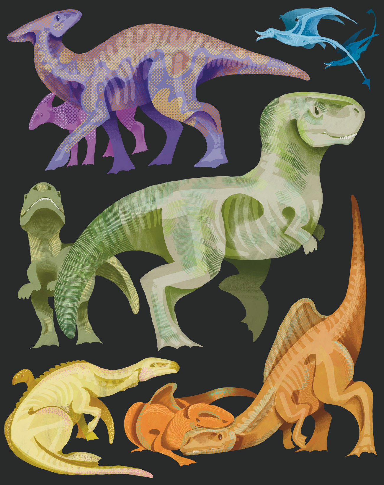 Colorful Dinosaur Print