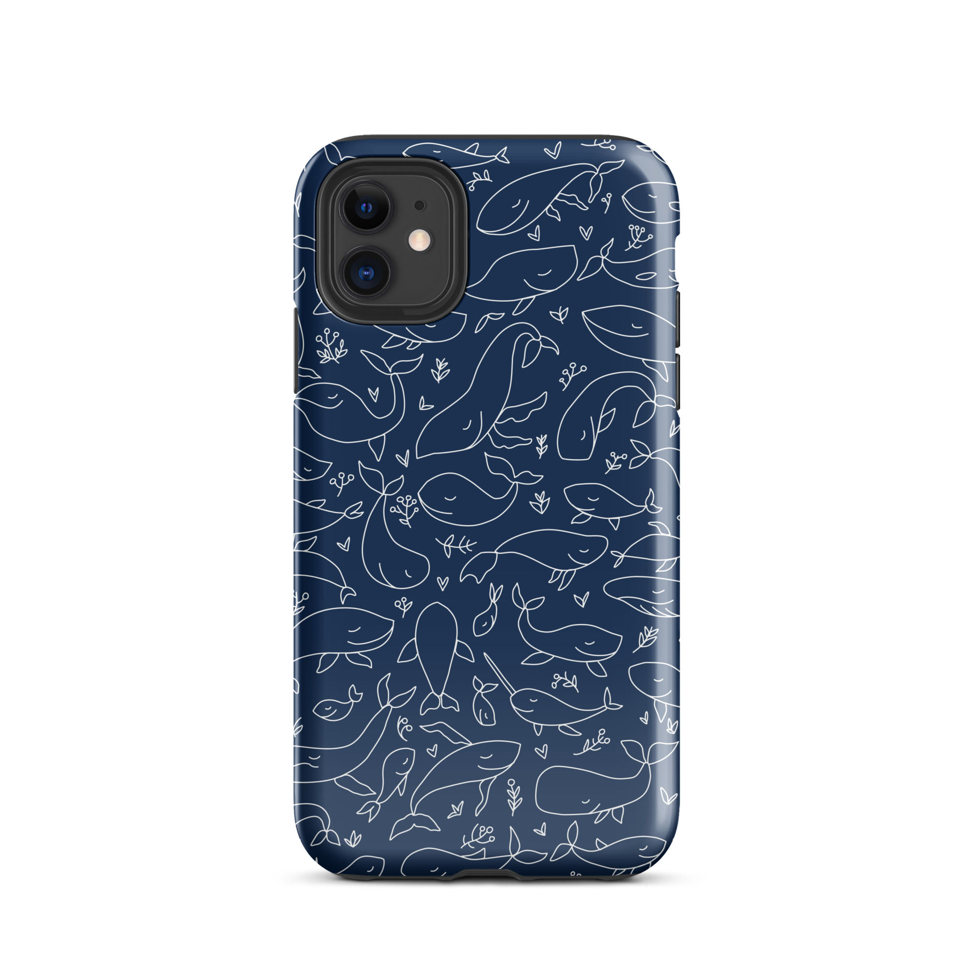Cute Whale Line Art Pattern Tough Case for iPhone®