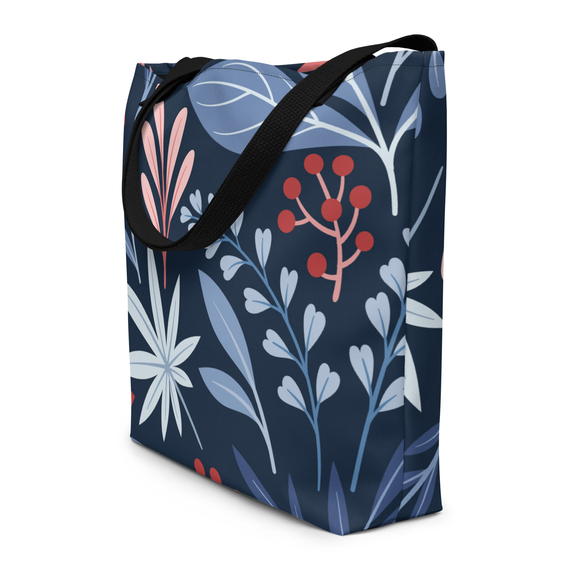 Floral Flavour All-Over Print Large Tote Bag with Inside Pocket