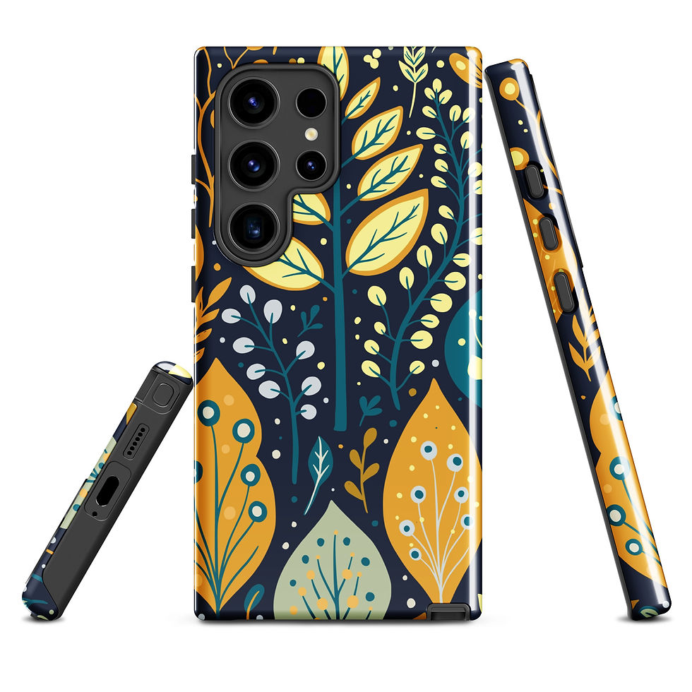 Thumbnail: Navy & Gold Botanical Foliage Tough case for Samsung®