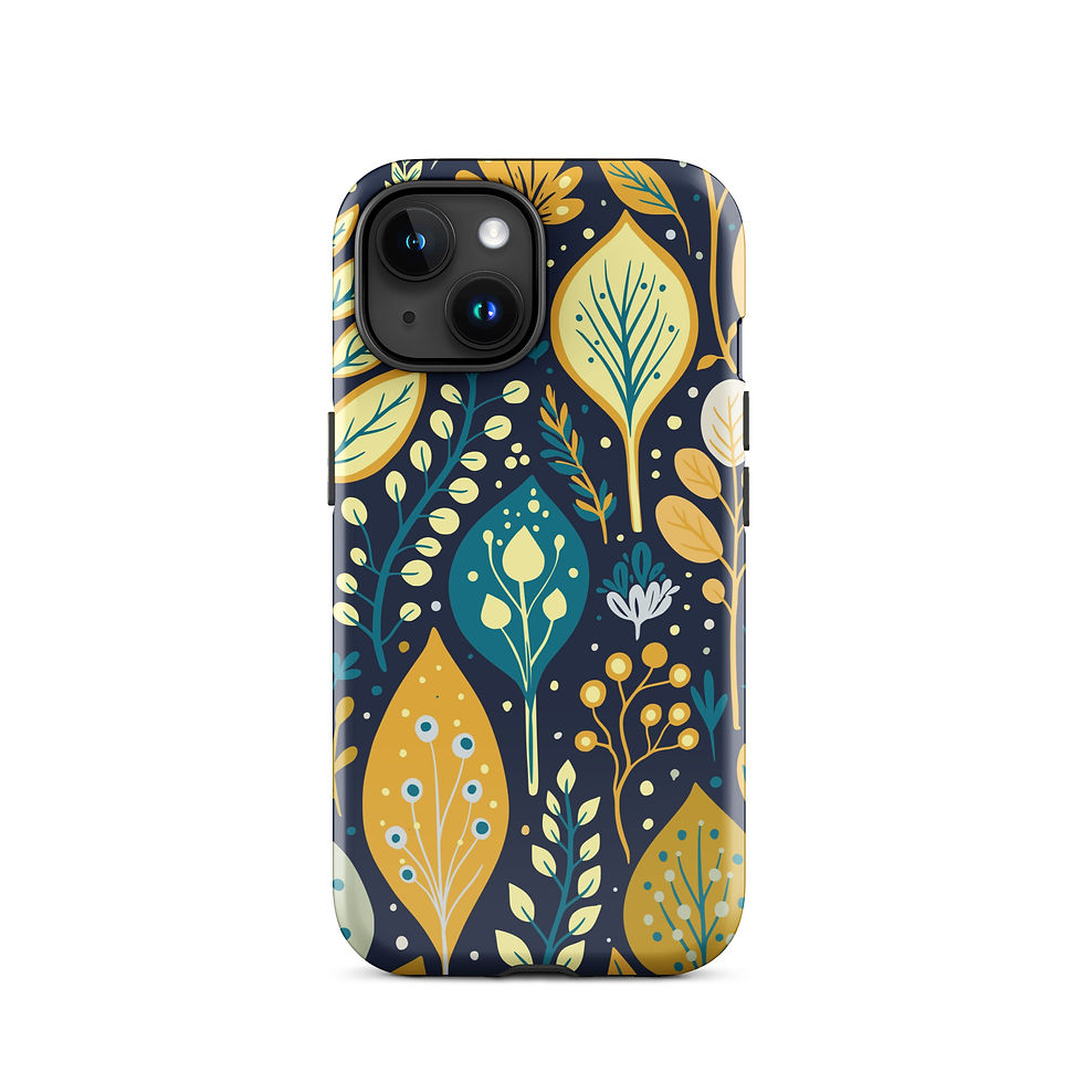 Thumbnail: Navy & Gold Botanical Foliage Tough Case for iPhone®