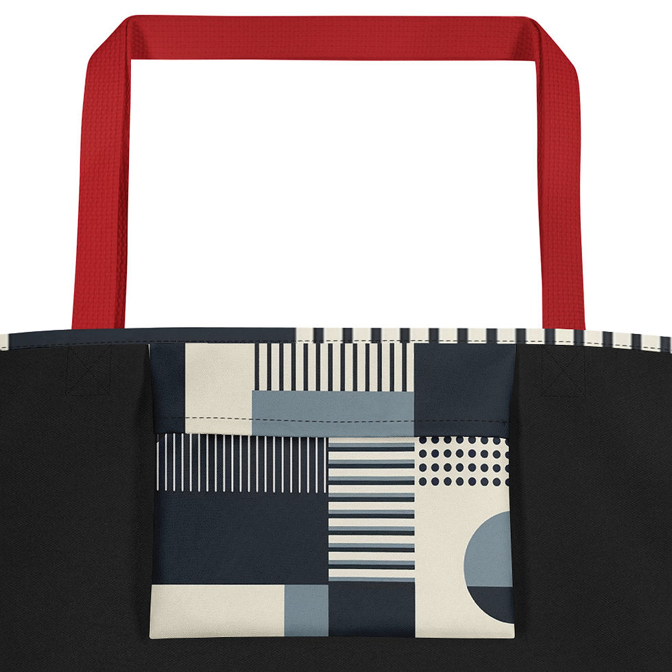 Thumbnail: Geometric Grey All-Over Print Large Tote Bag with Inside Pocket