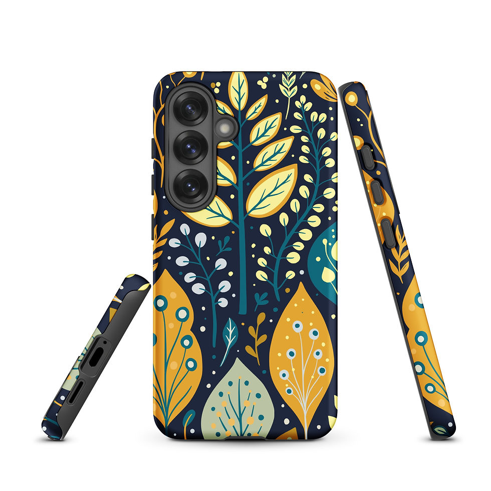 Thumbnail: Navy & Gold Botanical Foliage Tough case for Samsung®