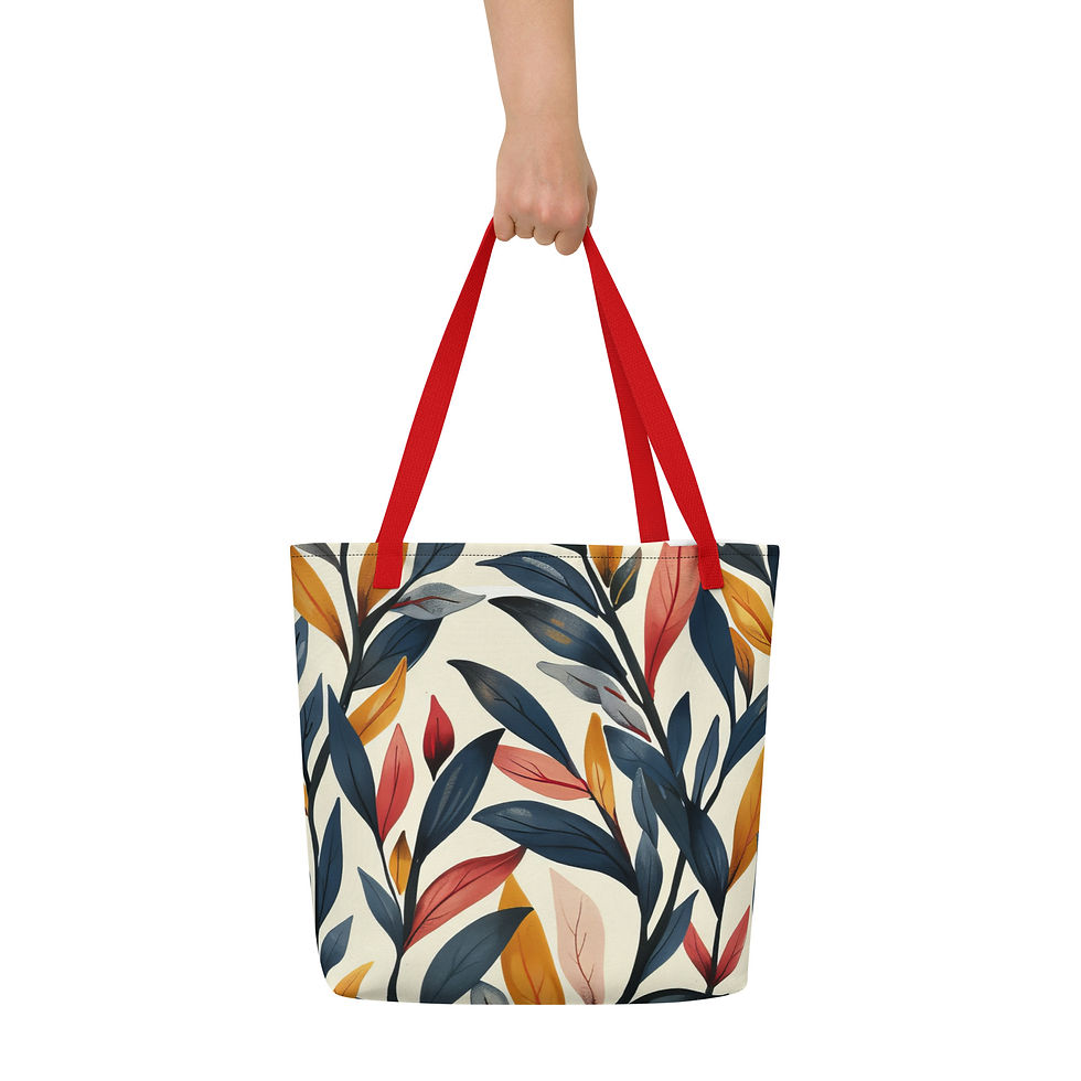Thumbnail: Autumn Vines All-Over Print Large Tote Bag with Inside Pocket