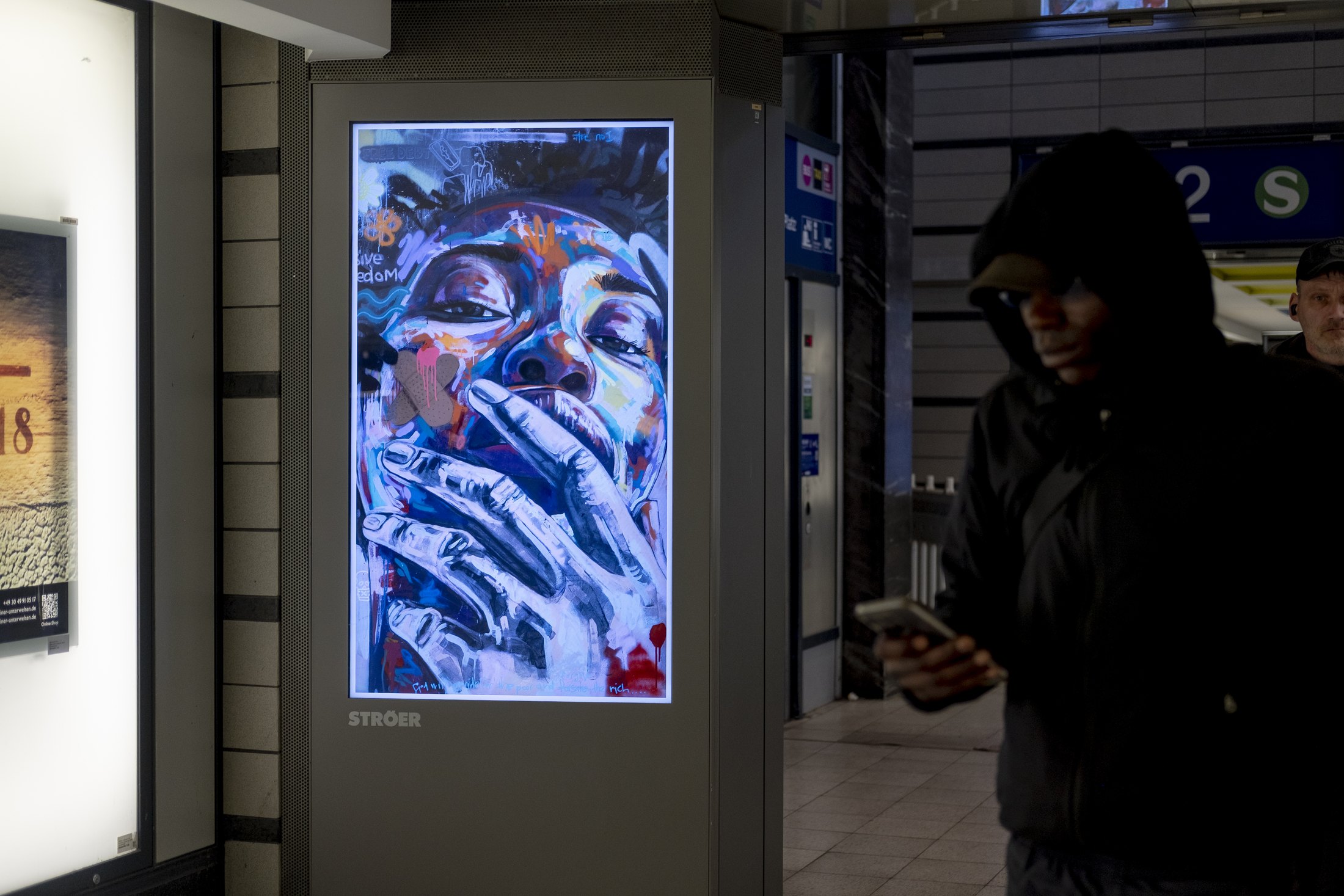 Expensive Freedom by Skubalisto on a public screen in Berlin