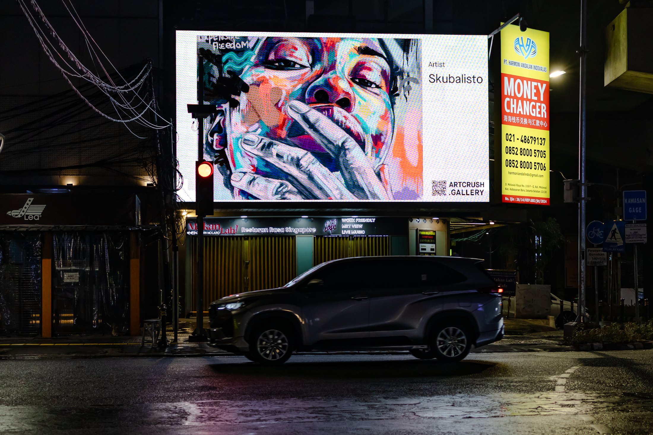 Expensive Freedom by Skubalisto on a public screen in Jakarta