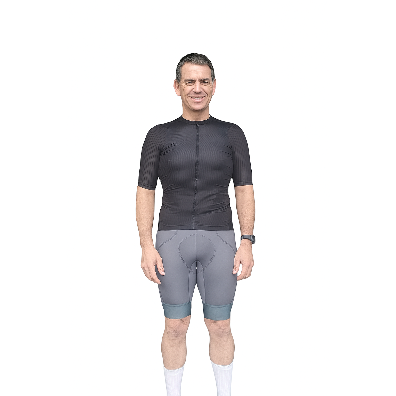 Black race jersey and grey bibs combo