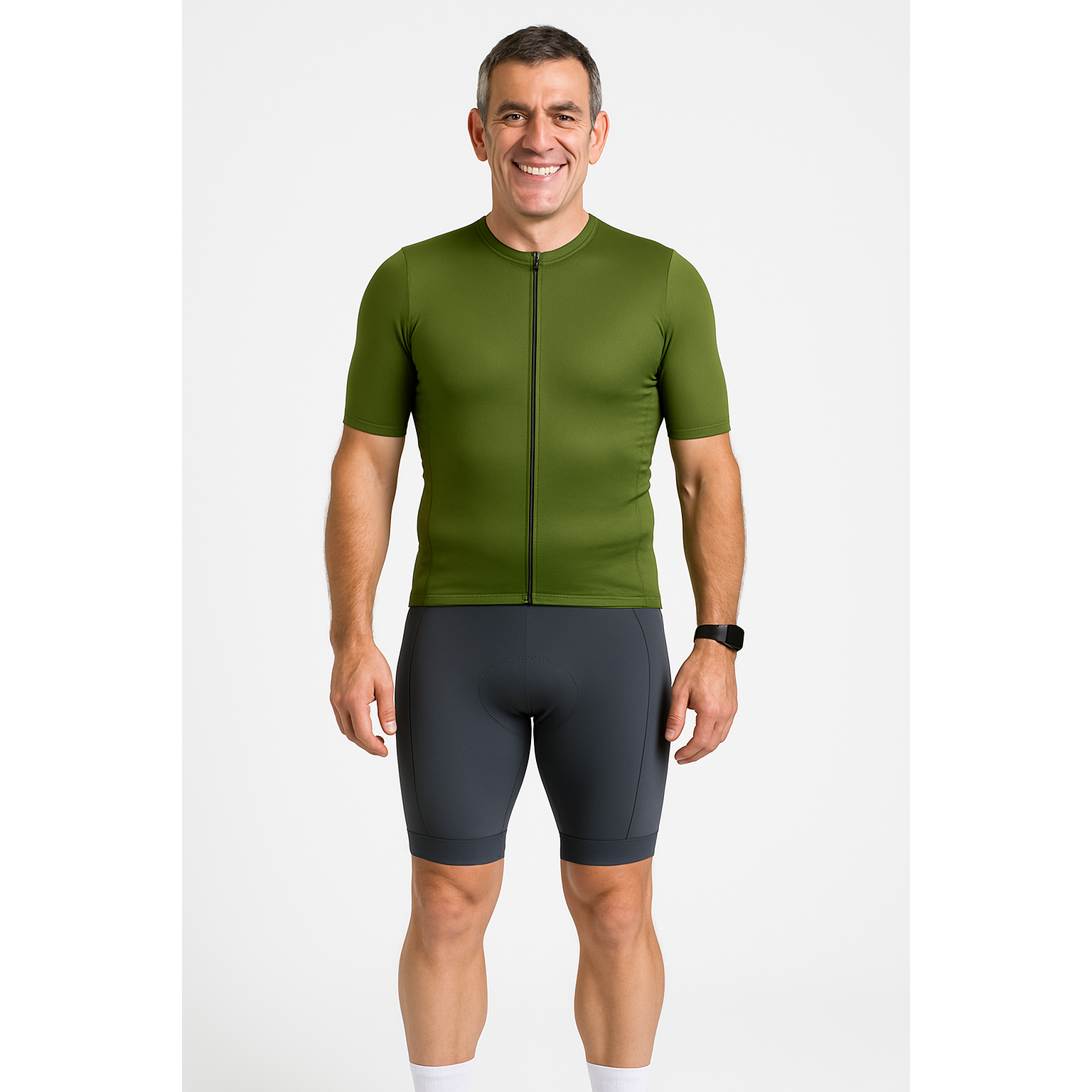 Green Race V2 jersey and grey club cut bibs combo