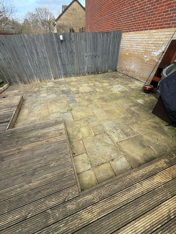 before clean of patio and decking 