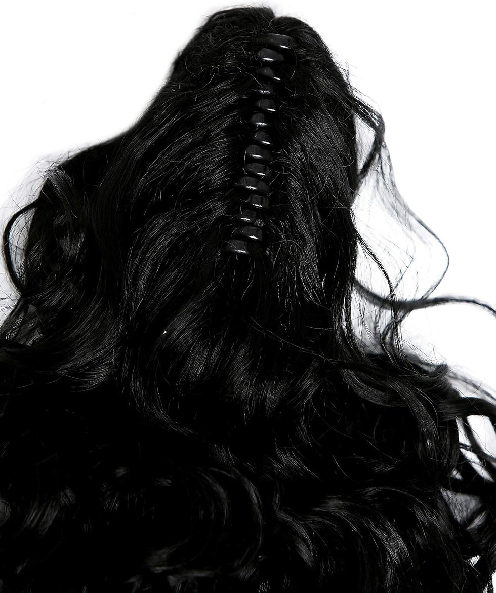 Thumbnail: 23" Long Black Curly Ponytail Hairpiece Extensions for Voluminous Style