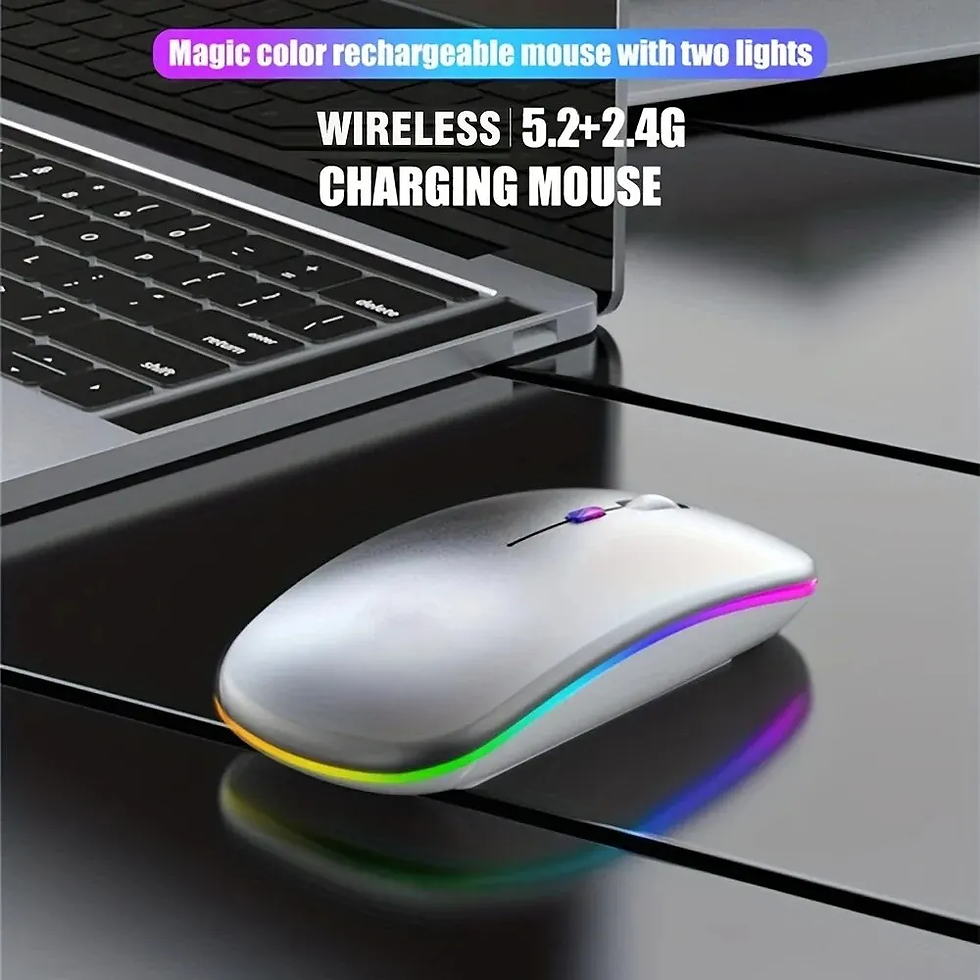 Thumbnail: Ergonomic RGB Wireless Gaming Mouse - Rechargeable, Silent, USB Compatible