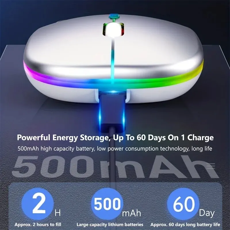 Thumbnail: Ergonomic RGB Wireless Gaming Mouse - Rechargeable, Silent, USB Compatible