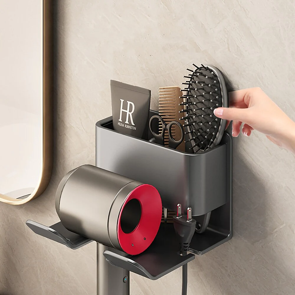 Thumbnail: Wall-Mounted Hair Dryer Holder & Organizer for Bathroom Storage Solutions
