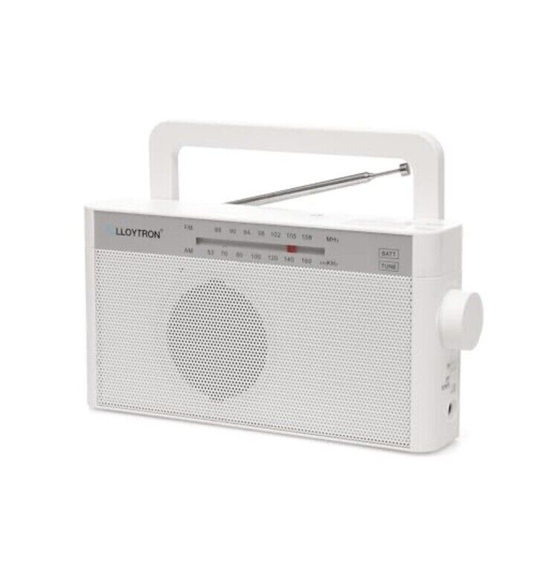 Thumbnail: Rhythm USB Rechargeable Portable AM/FM Radio with Built-In Battery - White
