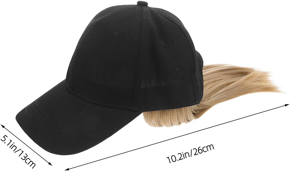 Thumbnail: Adjustable Baseball Cap with Hair Extensions for Women - Summer Sun Hat