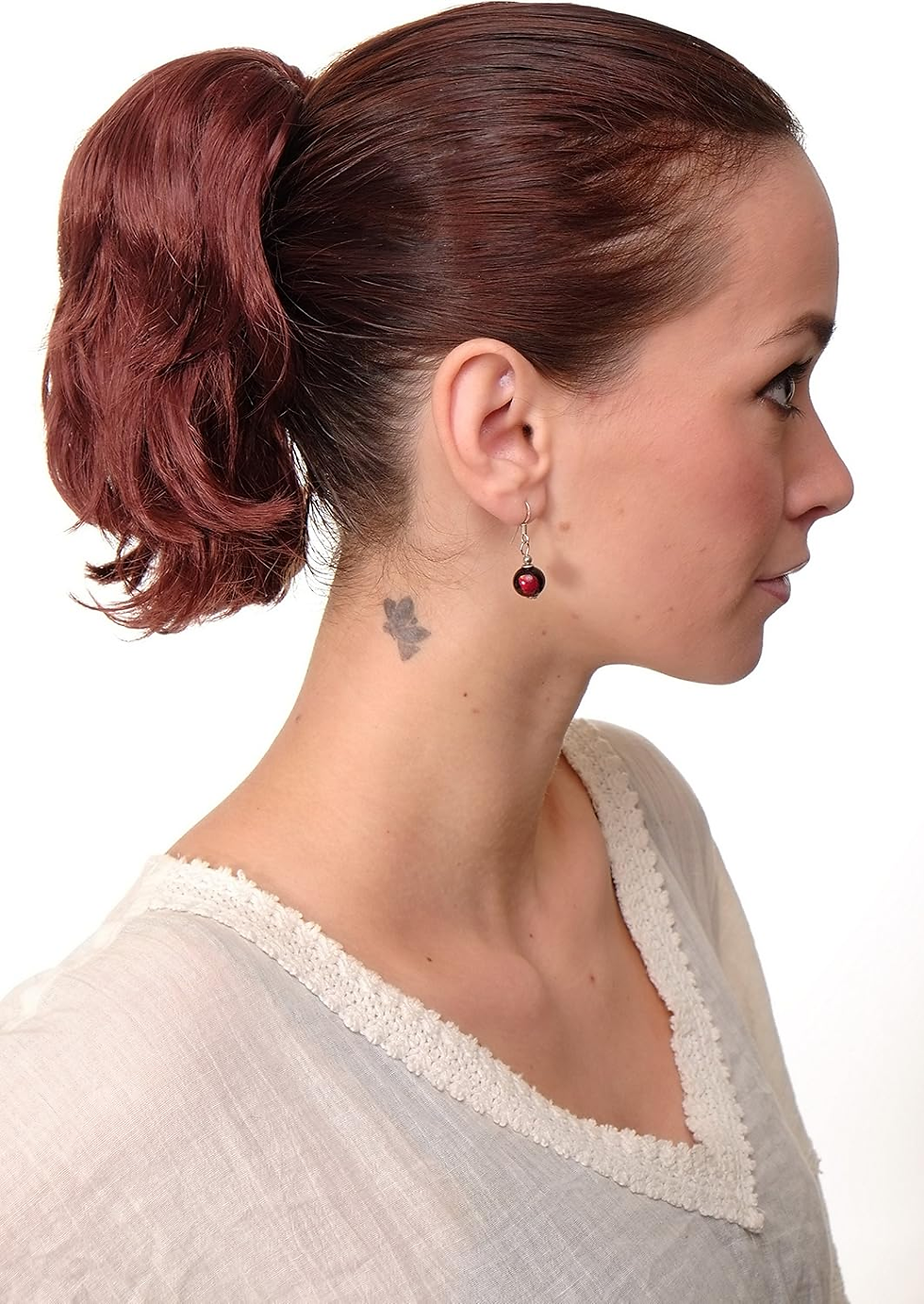 Thumbnail: Short Dark Copper Red Brown Ponytail Hairpiece Extension - 10 Inch Wild Look
