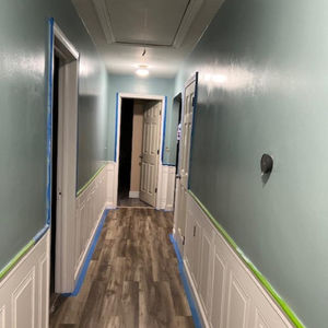 Chair rail, Wainscoting, Baseboard, Casing, LVP Flooring, and Painting