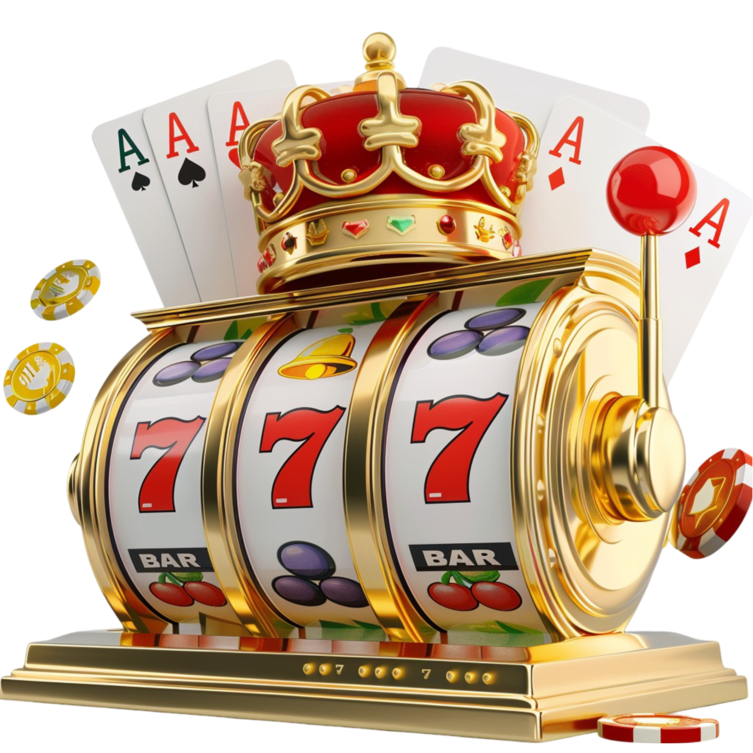 Casino slot machine and chips graphic