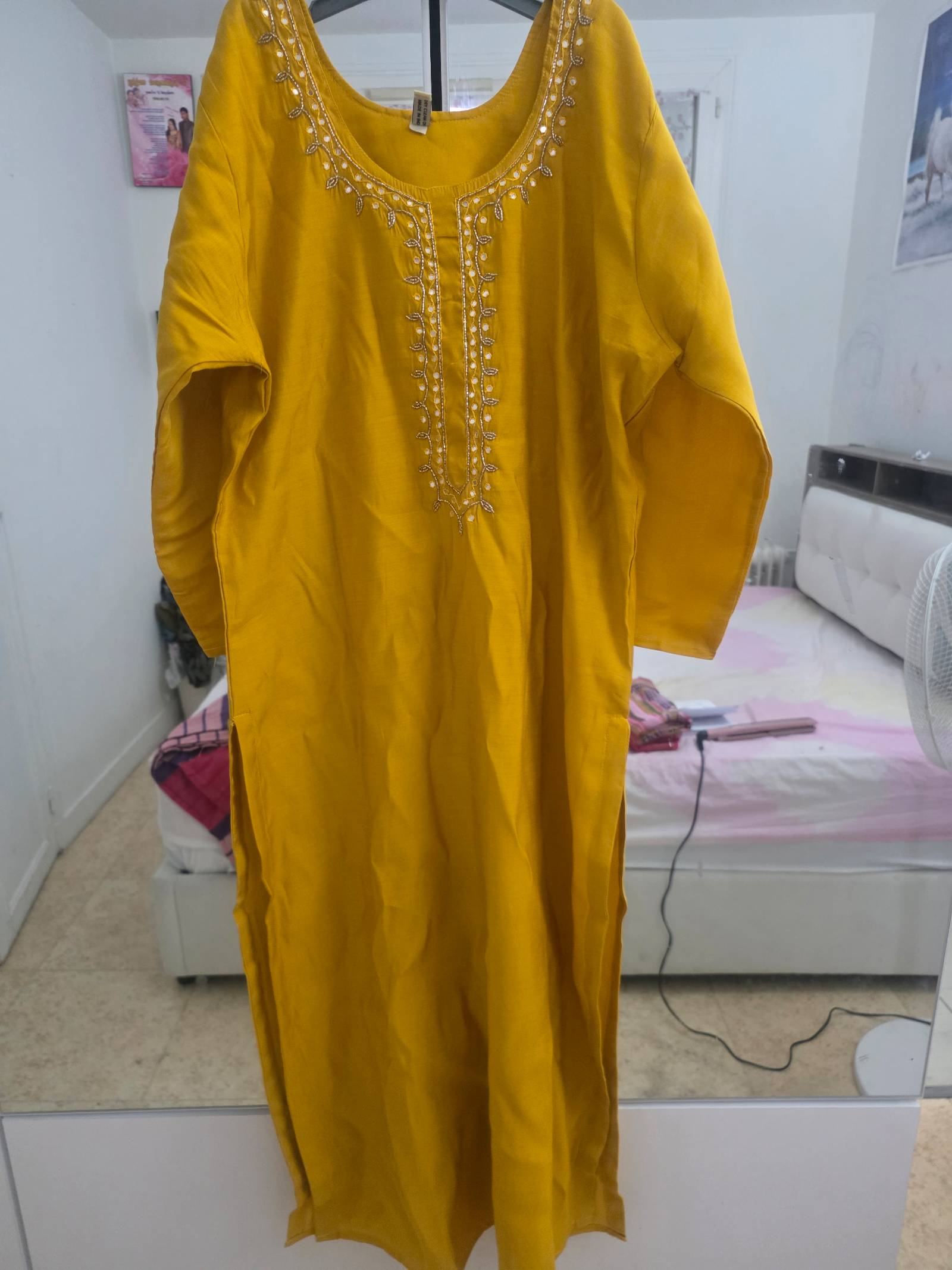 Yellow Embroidered Kurti