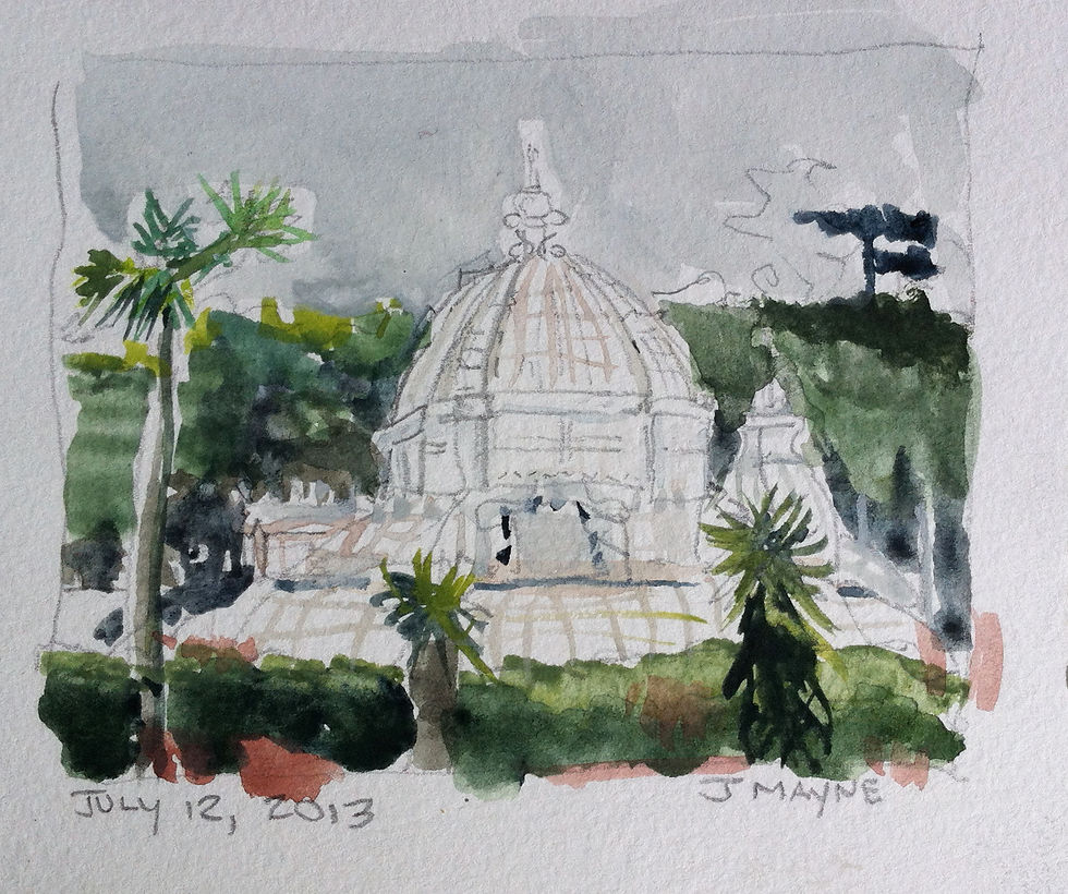 conservatory of flowers small sketch watercolor 6x4