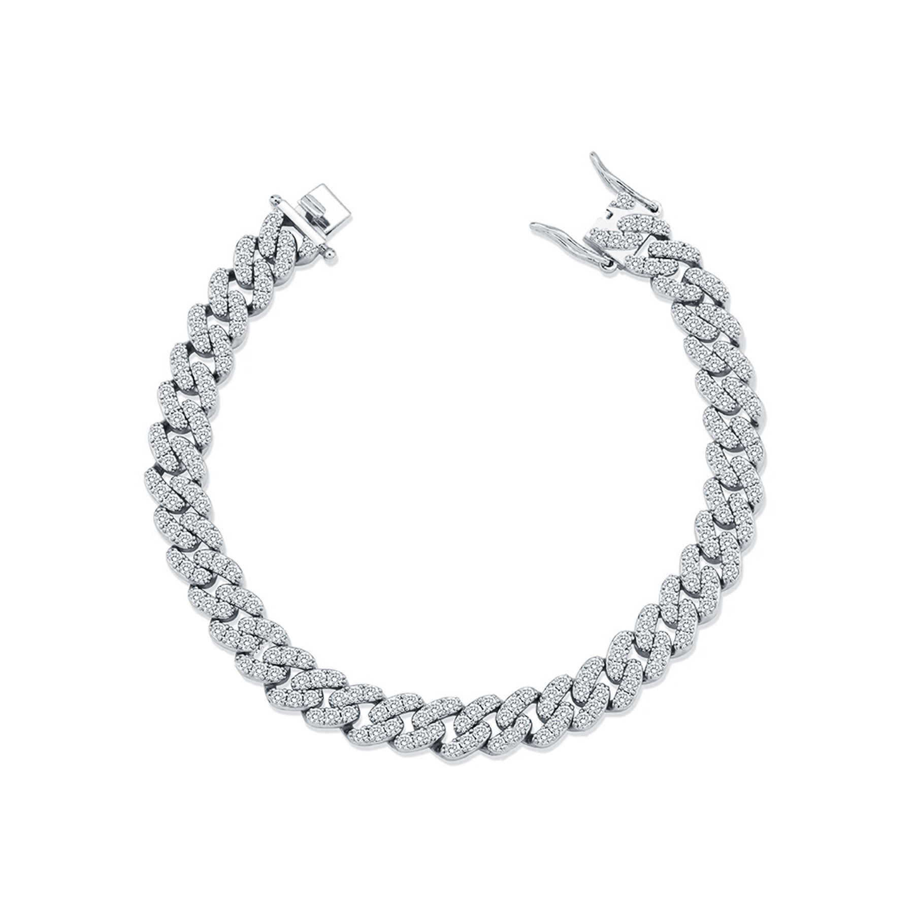 Brazalete Cuban Link Iced Out 8mm x 18cm Platinum