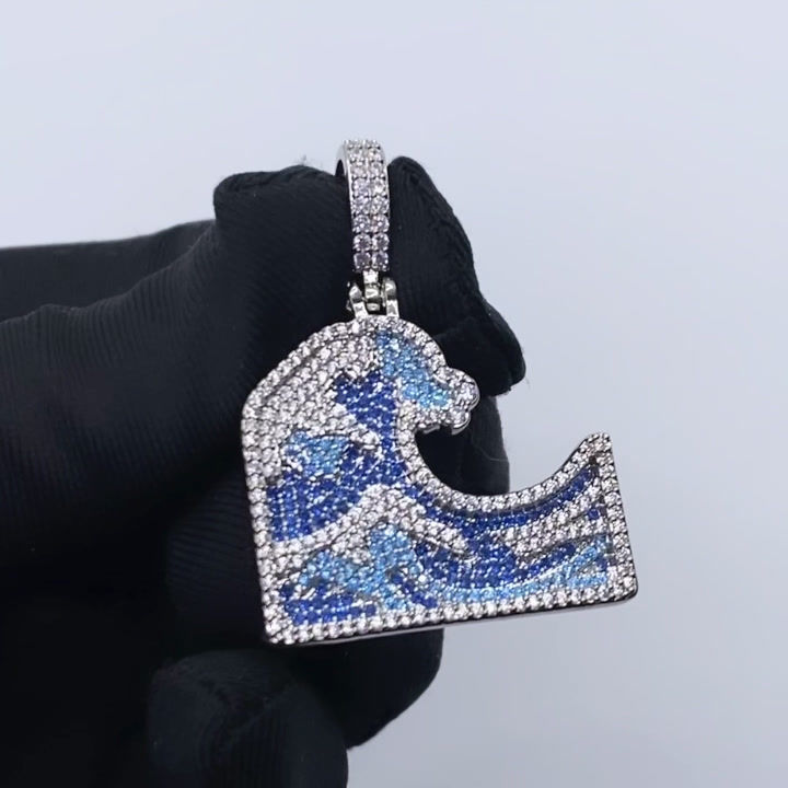Miniatura: Colgante Ocean Wave Iced Out Platinum